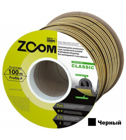 Уплотнитель дверной черный "P" 9х5,5мм  ZOOM CLASSIC