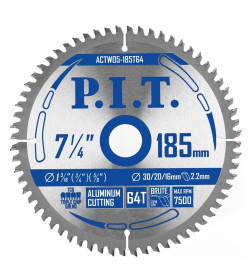 Диск пильный по алюминию 185x64Tх30/20/16 мм P.I.T. ACTW05-185T64