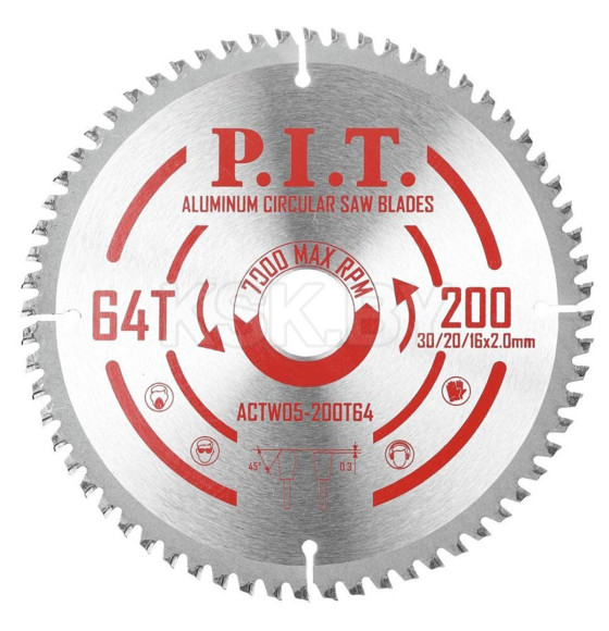Диск пильный по алюминию 200x64Tх30/20/16 мм P.I.T. ACTW05-200T64 (ACTW05-200T64) 