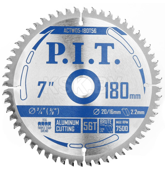 Диск пильный по алюминию 180x56Tх20/16 мм P.I.T. ACTW05-180T56 (ACTW05-180T56) 