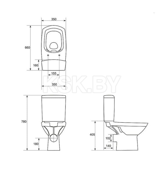 Унитаз напольный Cersanit Carina New Clean On 011 (S-KO-CAR011-3/5-COn-S-DL-w) 