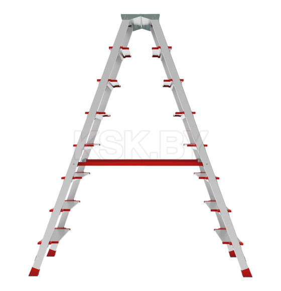 Лестница-стремянка алюминиевая двухсторонняя профессиональная (2х8 ступеней) NV3127 Новая высота 3127208 (3127208) 
