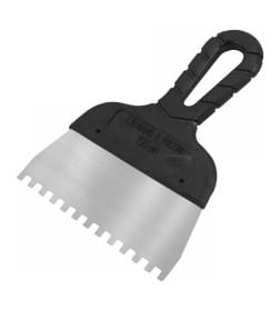 Шпатель зубчатый нержавеющий 300 мм с черной ручкой (зуб 10х10 мм) DECOR 311-4300