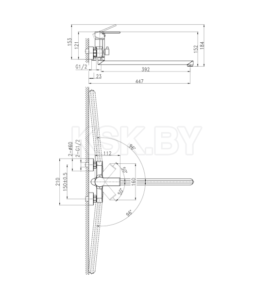 Смеситель для ванной Cersanit Brasco,64091 (64091) 