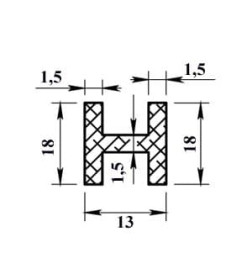 Двутавр алюминиевый 18х13х18х1,5х1000мм