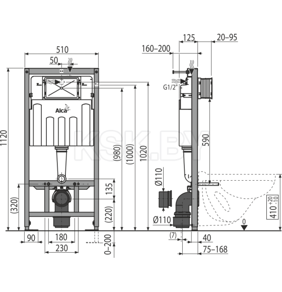 Инсталяция для подвесного унитаза ALCA Sádroмodul AM101/1120  (AM101/1120-001) 