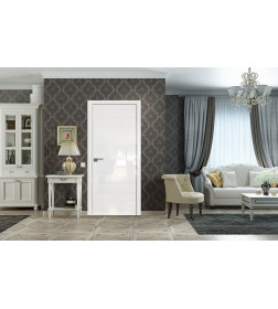 Дверное полотно №4STK Pine White glossy стекло Белый лак 2000х800х36мм,уценка