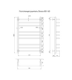 Полотенцесушитель Brace б/п (в.р.1/2") 80/50 (к-1, Полиров.) INDIGO