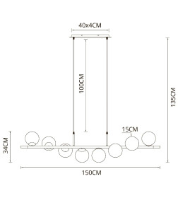 Светильник подвесной Arte Lamp A2224SP-8BK E14 8шт 40W 220V