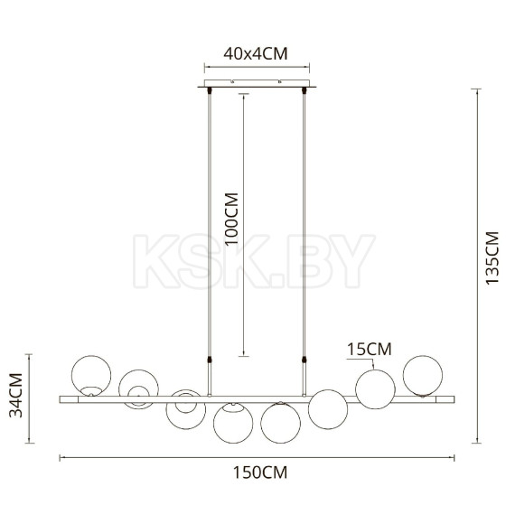 Светильник подвесной Arte Lamp A2224SP-8BK E14 8шт 40W 220V (A2224SP-8BK) 