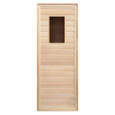 Деревянная дверь для бани Везувий 190х70см (прямоугольное стекло 60,5х35 см, коробка хвоя) (927134) 
