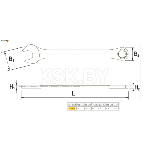 Ключ комбинированный трещоточный 12 мм SNAP GEAR Ombra 35012 (35012) 