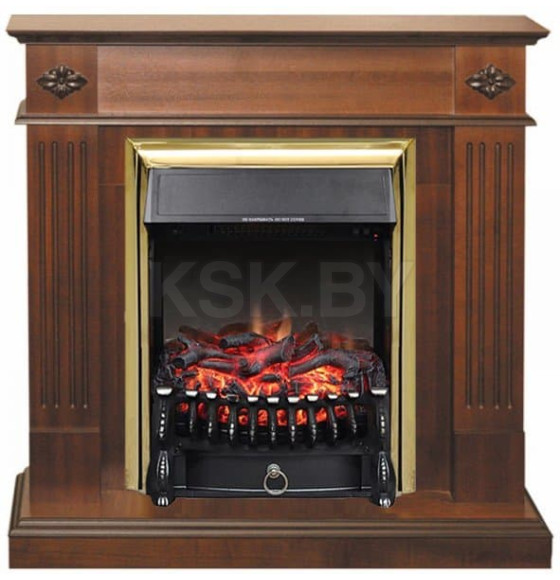 Каминокомплект Смолком BRIGHTON STD-ASP c Royal Flame Fobos FXM Brass BLT-999B-5M(BR) Махагон коричневый антик (BRISTFoFXBrBLМка) 