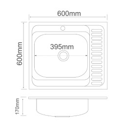 Мойка кухонная накладная РМС MG6-6060L  0.6мм