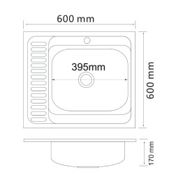 Мойка кухонная накладная РМС MG6-6060R  0.6мм