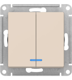 Выключатель 2кл.10А с индик. бежевый Schneider Electric Atlasdesign