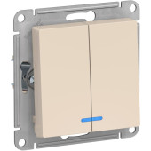 Выключатель 2кл.10А с индик. бежевый Schneider Electric Atlasdesign
