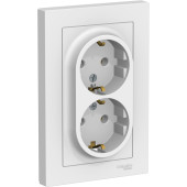 Розетка двойная c з/к белый Schneider Electric Atlasdesign