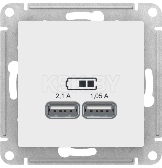 Розетка USB 5В 1 порт*2,1А 2*1,05А белый Schneider Electric Atlasdesign (ATN000133) 