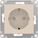Розетка 1-я с з/к и шторками бежевый Schneider Electric Atlasdesign (ATN000245) 