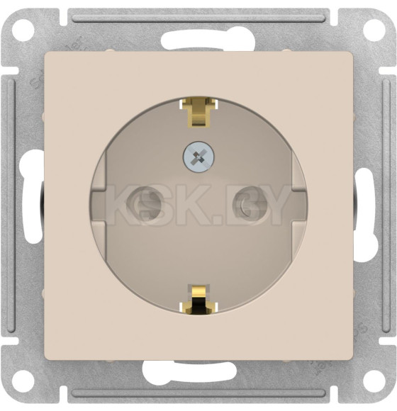 Розетка 1-я с з/к и шторками бежевый Schneider Electric Atlasdesign (ATN000245) 