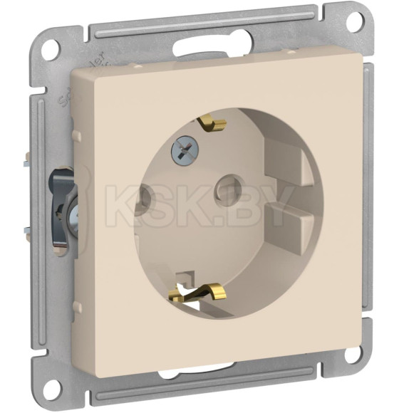 Розетка 1-я с з/к и шторками бежевый Schneider Electric Atlasdesign (ATN000245) 
