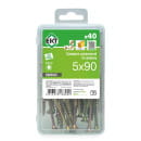 Саморез усиленный по дереву TORX25 5.0x90, потай, желтый цинк, в пласт. контейнере, ЕКТ (упак/40шт) (B009542) 