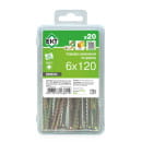 Саморез усиленный по дереву TORX30 6.0x120, потай, желтый цинк, в пласт. контейнере, ЕКТ (упак/20шт) (B009543) 