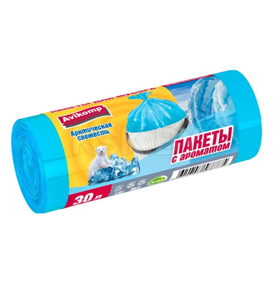 Пакеты для мусора ароматизированные «Арктическая  свежесть», ПНД,  30 л, 20 шт, рулон,     (88775) 