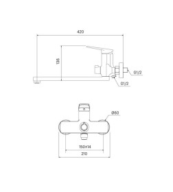 Смеситель для ванны с длинным изливом IDDIS Espe ESPSB00i10WA