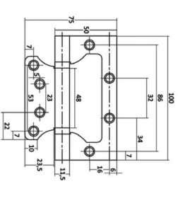 Петля накладная Vettore 100*75*2,5-B2-BN (упаковка 2шт.)