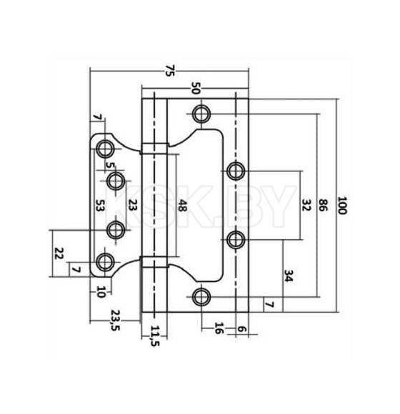 Петля накладная Vettore 100*75*2,5-B2-BN (упаковка 2шт.)