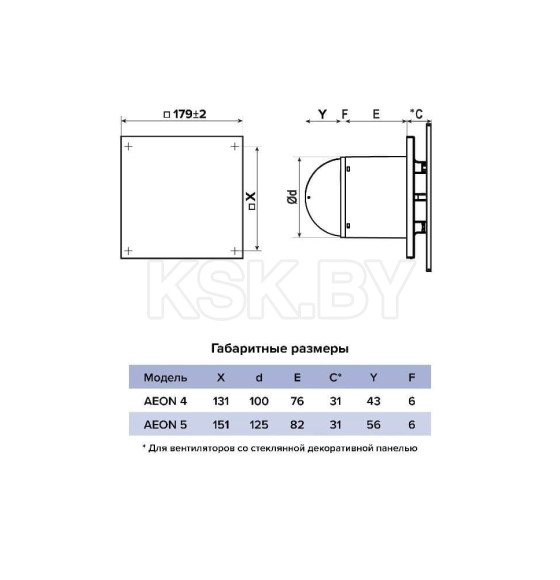 Панель декоративная для вентилятора AEON стекло Silver Gray ЭРА (PAGE4/5 Silver Gray) 