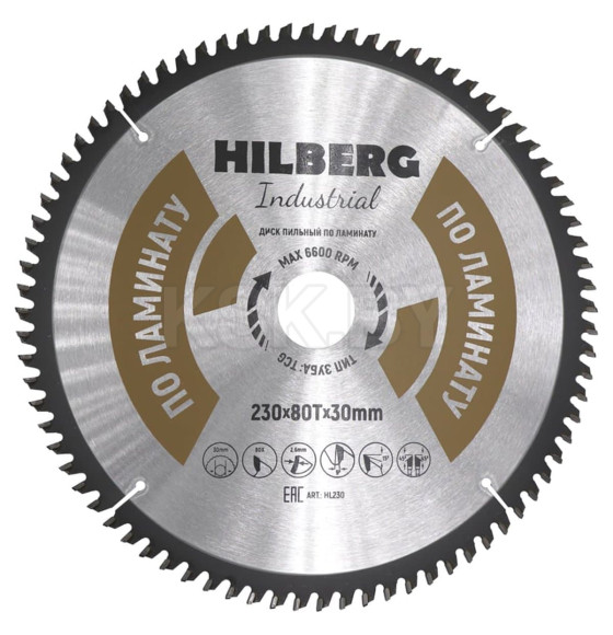 Диск пильный по ламинату 230х80Тх30 мм Hilberg Industrial HL230 (HL230) 