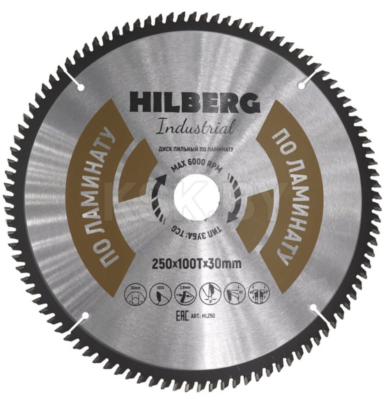 Диск пильный по ламинату 250х100Тх30 мм Hilberg Industrial HL250 (HL250) 