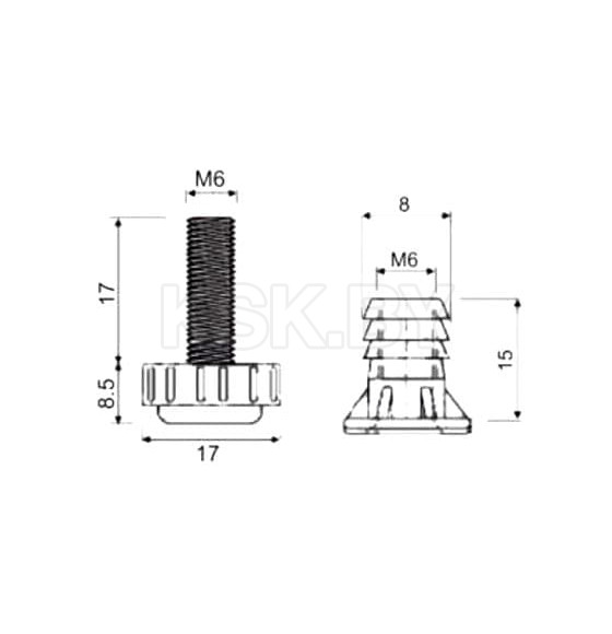 Регулятор уровня М6 + муфта регулятора (упаковка 10 шт) (39348) 