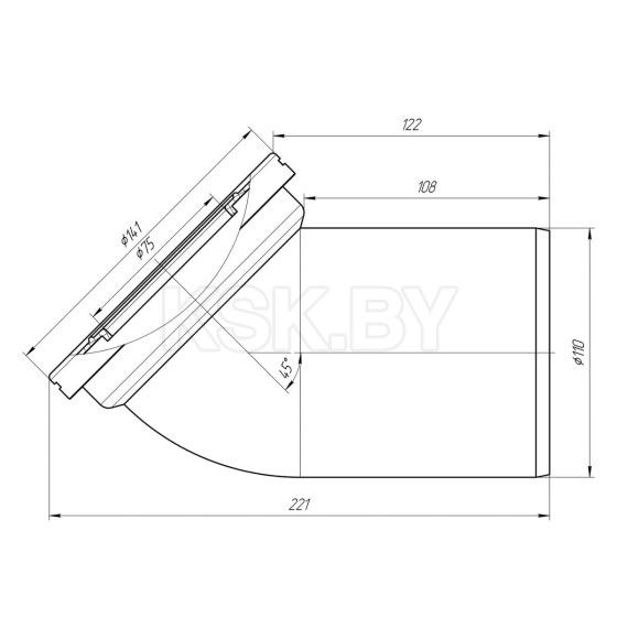 Труба фановая 110*45 град. W4220 АНИ пласт (W4220) 