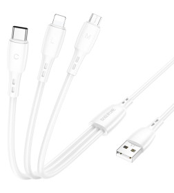 Кабель USB BOROFONE BX71 3в1 lightning, Micro, Type-c 1.0м, 2.0A белый