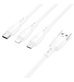 Кабель USB BOROFONE BX71 3в1 lightning, Micro, Type-c 1.0м, 2.0A белый