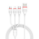 Кабель USB BOROFONE BX17 3в1 lightning, Micro, Type-c 1.0м, 2.4A белый (99369) 