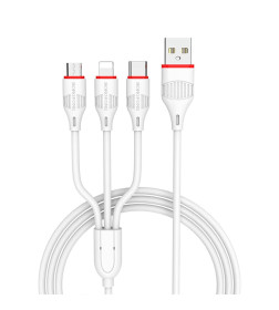 Кабель USB BOROFONE BX17 3в1 lightning, Micro, Type-c 1.0м, 2.4A белый