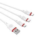 Кабель USB BOROFONE BX17 3в1 lightning, Micro, Type-c 1.0м, 2.4A белый (99369) 