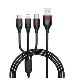 Кабель USB BOROFONE BX17 3в1 lightning, Micro, Type-c 1.0м, 2.4A черный