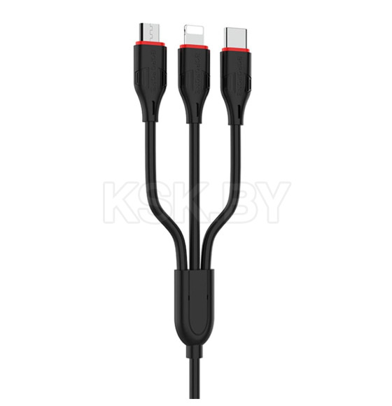 Кабель USB BOROFONE BX17 3в1 lightning, Micro, Type-c 1.0м, 2.4A черный (99376)