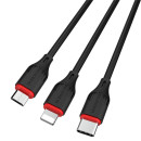 Кабель USB BOROFONE BX17 3в1 lightning, Micro, Type-c 1.0м, 2.4A черный (99376)