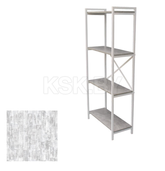Стеллаж ALLERD RION 675х300х1500мм цвет основания - белый муар, цвет ЛДСП - Энигма, артикул 1040110200 (1040110200) 