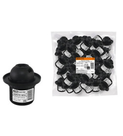 Патрон Е27 с кольцом, термостойкий пластик, черный TDM