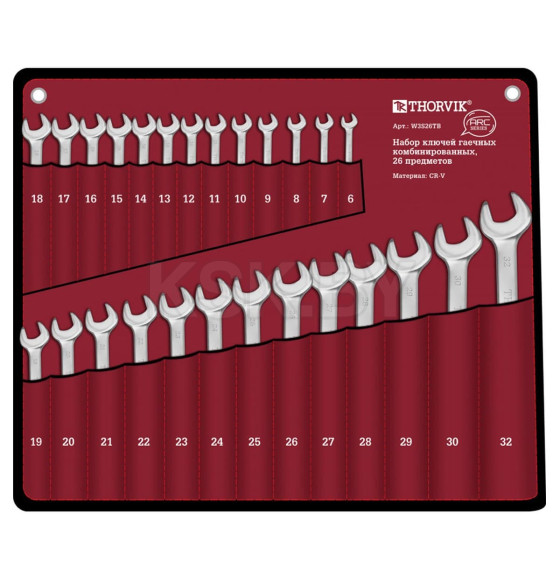 Набор ключей комбинированных 6-32 мм (26 предметов) ARC Thorvik W3S26TB (W3S26TB) 