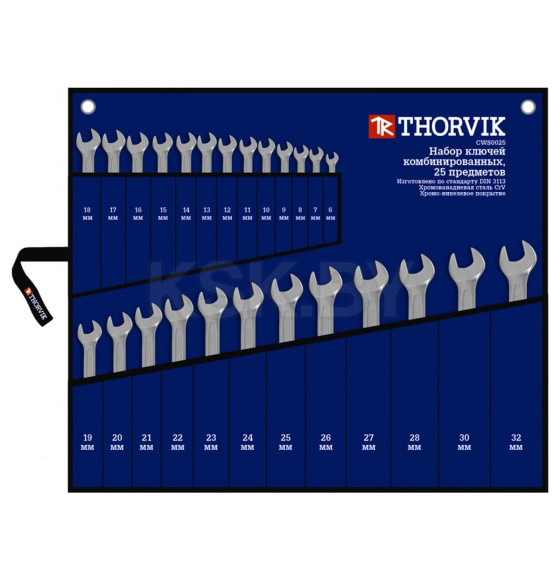 Набор ключей комбинированных 6-32 мм в сумке (25 предметов) Thorvik CWS0025 (CWS0025) 