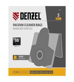 Мешки одноразовые для пылесосов RVC20, RVC30, LVC20, LVC30 (5 шт.) Denzel 28216